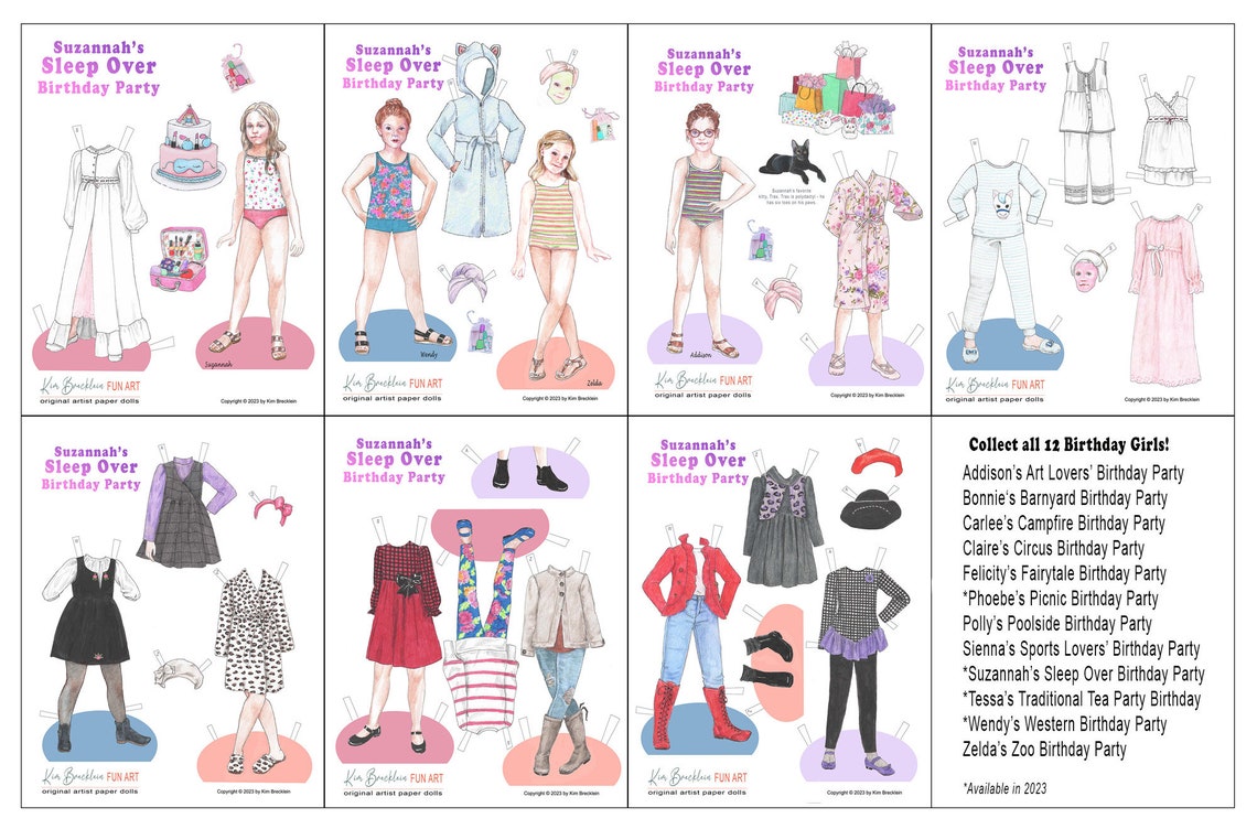 DOWNLOADABLE PAPER DOLL, Little Girl Paper Doll Birthday Party ...