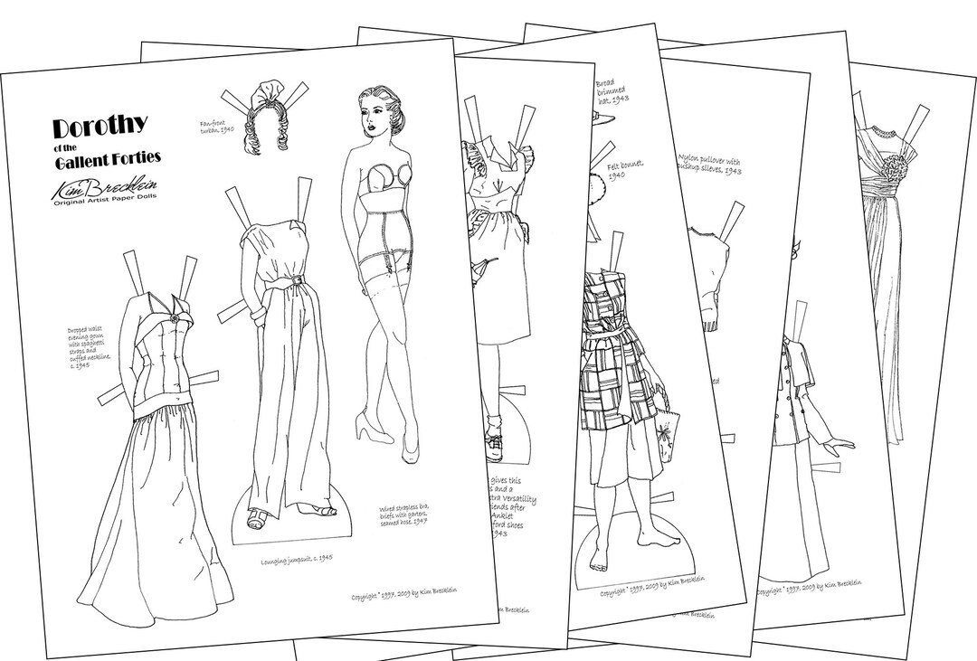 DOWNLOADABLE PAPER DOLL to Color Dorothy of the Gallant 1940s - Etsy