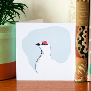 Ptarmigan - cartão ilustrado com pássaro escocês - interior em branco para qualquer ocasião