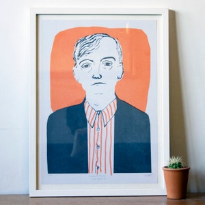 Mark E Smith Risograph Print The Fall Orange/Black Illustrated Print image 1