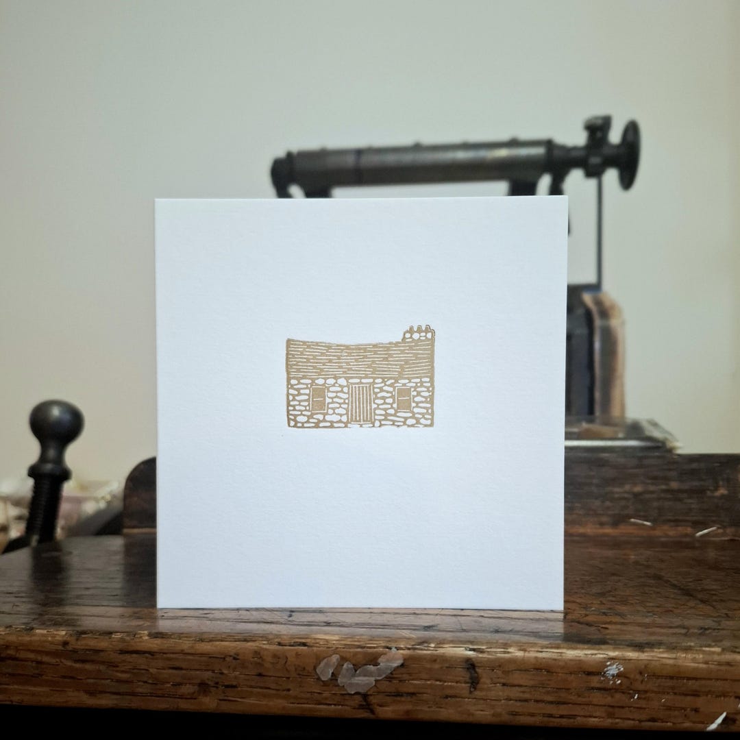 Gold Bothy Handprinted Letterpress Greetings Card - Blank Inside - Etsy UK