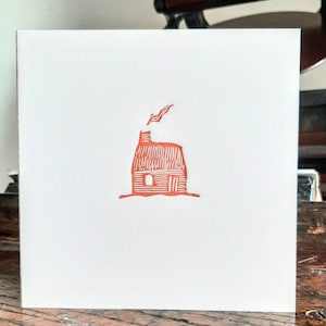 Tiny Red Cottage - Wenskaart - boekdruk - handbedrukt - blanco binnenkant
