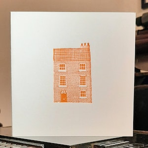 Carte de voeux maison de ville - typographie - imprimée à la main - intérieur vierge - toutes les occasions