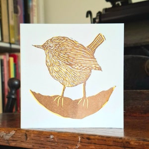 Wren - Cartão de felicitações - Impressão tipográfica - Em branco por dentro