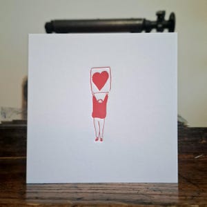 Heart Sign Letterpress Greetings Card - Handprinted  - Blank Inside