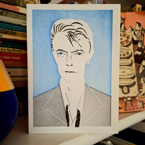 David Bowie - Tarjeta de felicitación - Impresa a mano - Impresión tipográfica