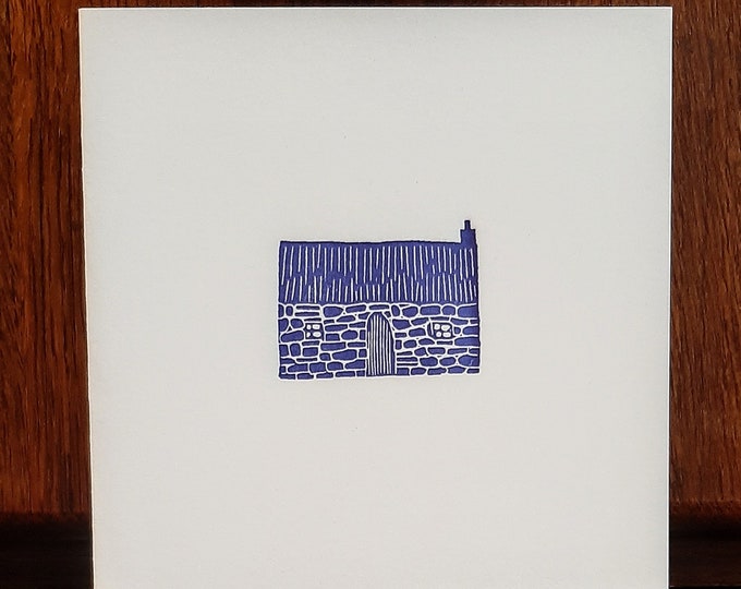 Blue Bothy Handprinted Letterpress Greetings Card - Blank Inside - Etsy