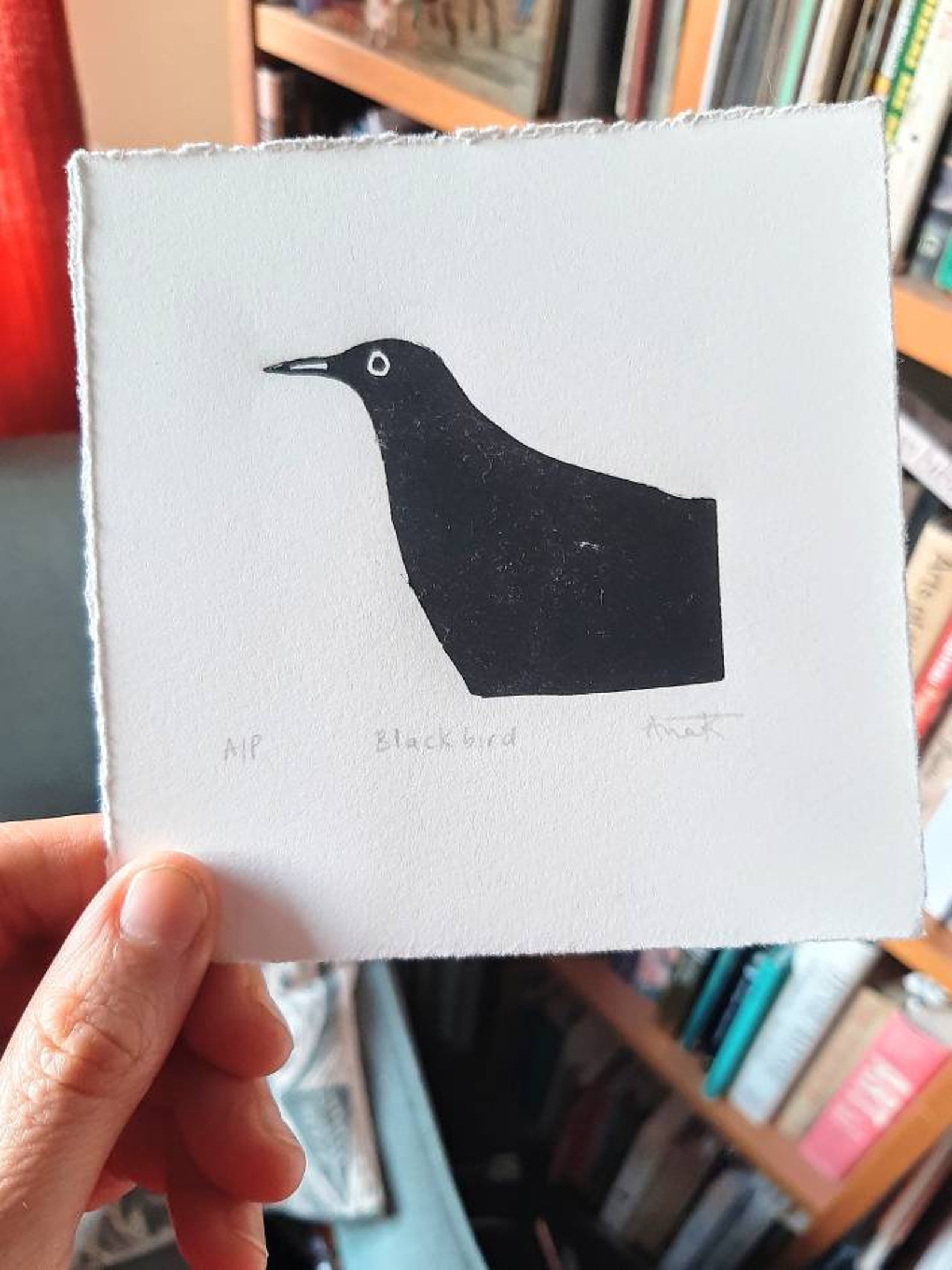 Black Bird Linocut Print Bird Print Original Print | Etsy