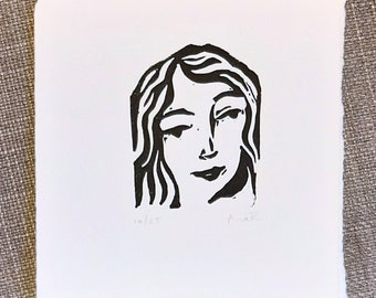 Linocut - Original Print - Lady - Limited Edition