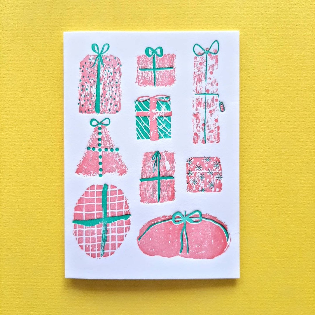 Presents Handprinted Letterpress Card - Blank Inside - Etsy