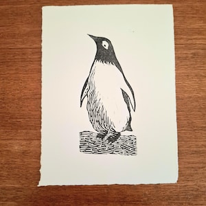 Penguin Linocut - Handprinted- Original Pprint