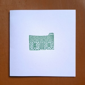 Grüne Schutzhütte - Handbedruckte Karte - Letterpress - Innen blanko
