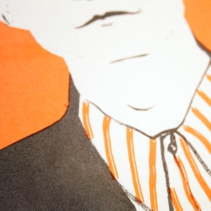 Mark E Smith Risograph Print The Fall Orange/Black Illustrated Print image 4