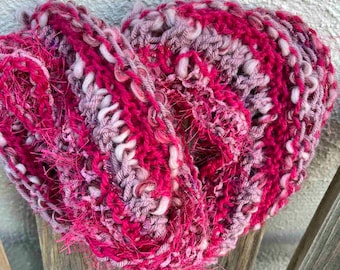 Hot Pink Handknit Infinity Scarf