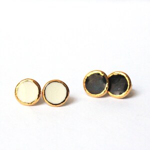 Gold Rimmed Circle Studs