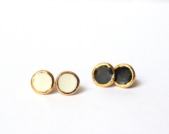 Gold Rimmed Circle Studs