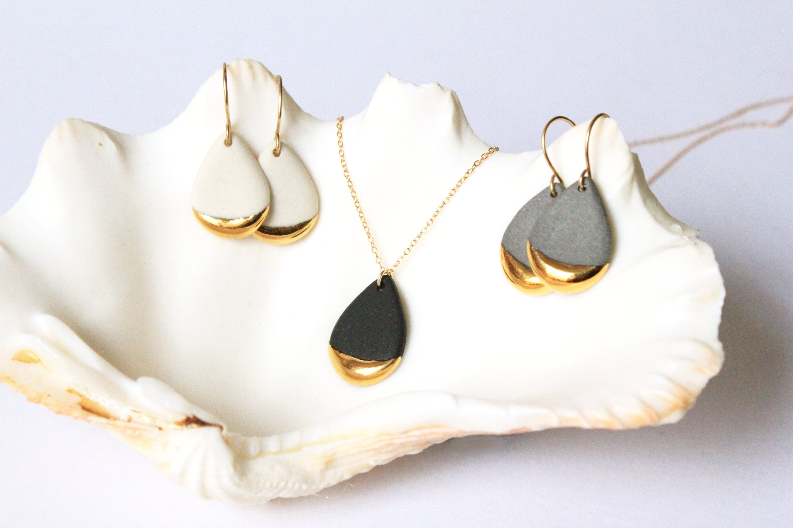 Gold Flake Teardrop Acrylic Earrings