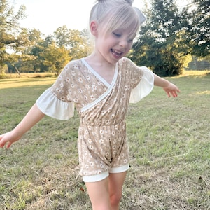 SMD Child Youth Cypress Romper and Dress PDF Sewing Pattern, Beginner Sewing Pattern, Romper Sewing Pattern, Bell Sleeves Pattern