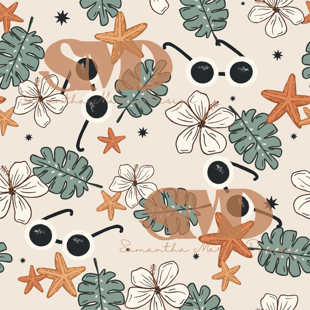 Retro Summer Floral Seamless Pattern Digital Download - Etsy