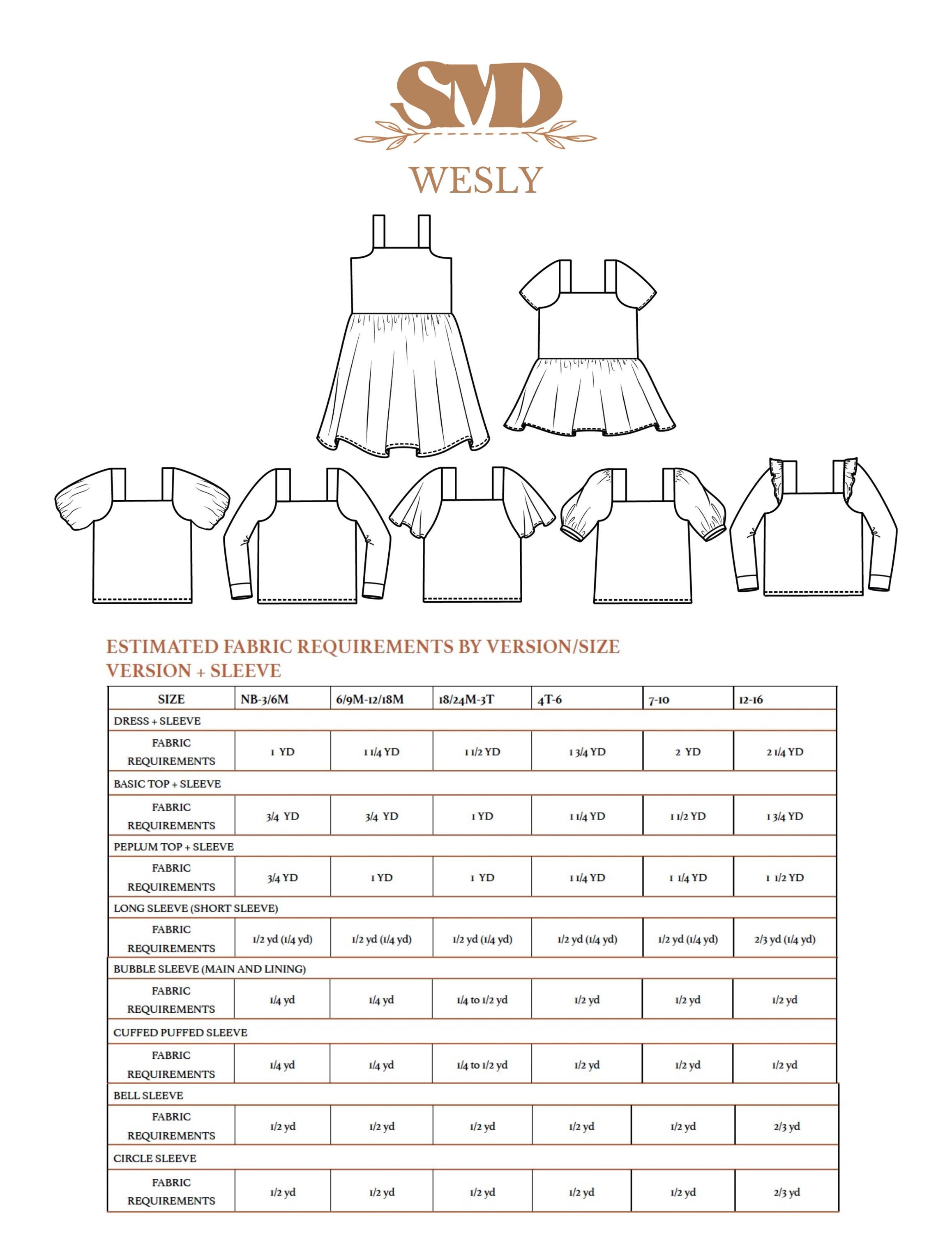 SMD Youth Wesly Dress and Top Digital Sewing Pattern Sizes NB-16Y (PDF ...