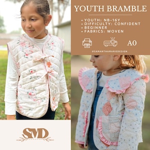 SMD Bramble Jacket PDF Sewing Pattern, Kids Sewing Pattern, Beginner Sewing Pattern, Jacket Sewing Pattern, Quilted jacket Pattern Projector