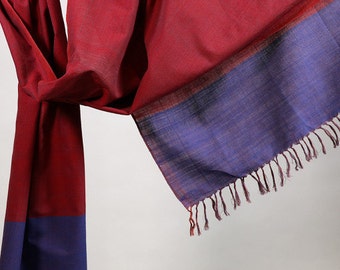 The 'Sumi' Red and Blue Organic Cotton Scarf