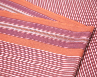 Mauve/Purple and Orange Striped Fabric 100% Organic Cotton