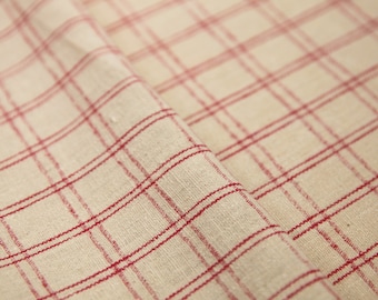 Eri-Silk Fabric: No. 209 Red Windowpane Light