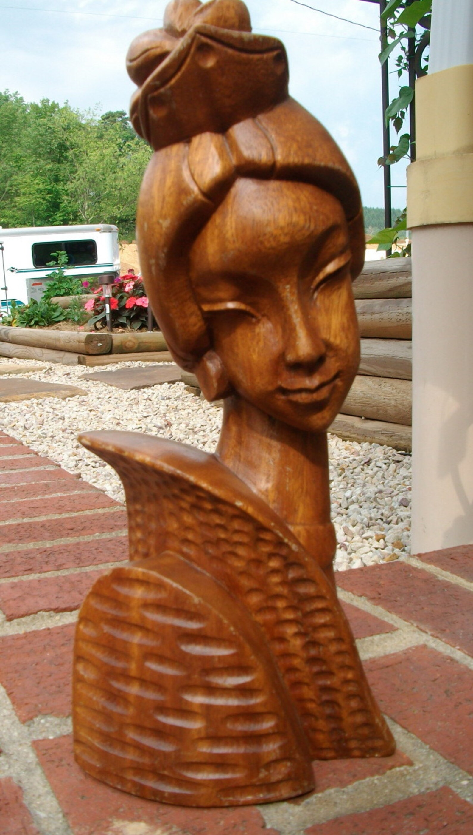 Vintage Philippine Monkey Pod Wood Carving Woman's Bust Etsy