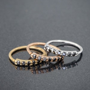 7-stone Black Moissanite Nose Hoop, Solid 14kt Yellow Gold Nose Ring, 20G Nose Hoop Ring, Nostril Dangle, Cartilage Helix Ring, Tragus Ring