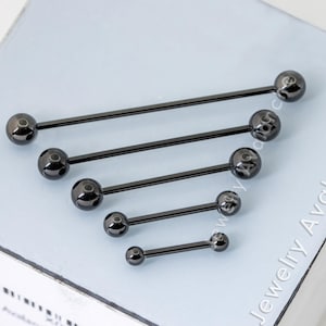 Anodized-Black 16G Scaffold Barbells Industrial Earrings, Body Piercing Barbells, 316L Surgical Steel Eyebrow Barbells, Tongue Barbells