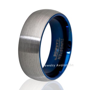 8mm 2-Tone Dome Blue Ring, Brushed Center