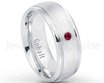 Jewelry Avalanche 7MM Comfort Fit Polished Dome Cobalt Chrome Wedding Band 8 0.07ct Blue Sapphire Cobalt Ring