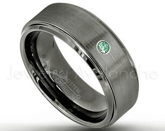 2-Tone Tungsten Ring Brushed Finish Black IP Comfort Fit Tungsten Wedding Ring TN670BS 0.07ct Solitaire Aquamarine Ring March Birthstone