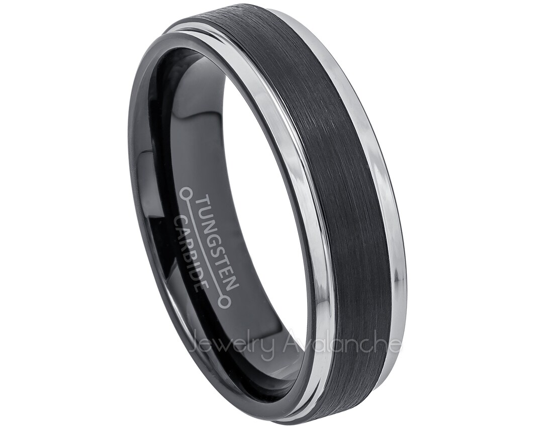 2 Ton Schwarz Wolfram Ring 6mm Geb rstet Comfort Fit Hartmetall Ring 2 Ton Schwarz Wolfram Ring 6mm Geb rstet Comfort Fit Hartmetall Ring