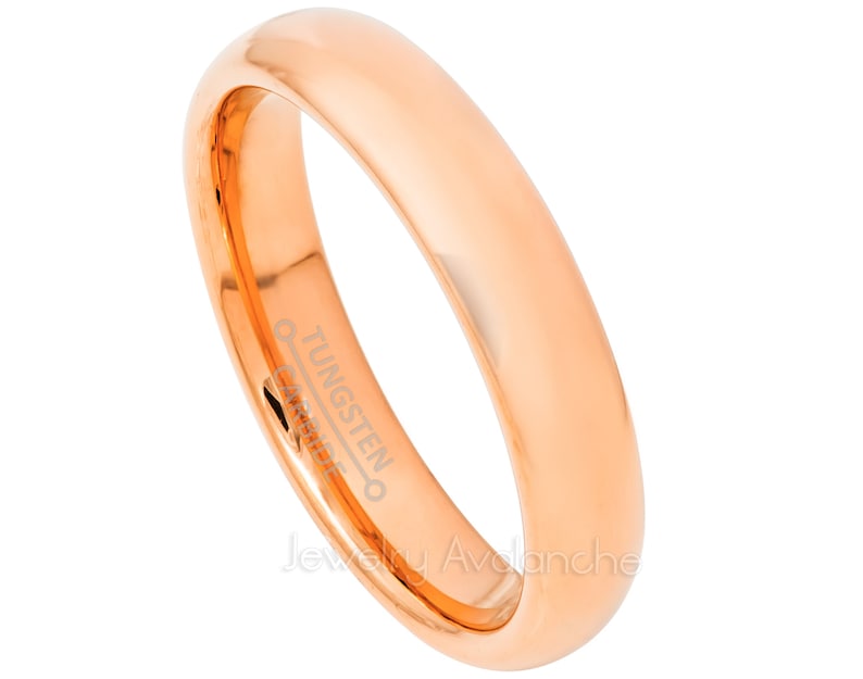 Comfort Fit Dome Tungsten Carbide Ring 4mm Polished Rose Gold Tungsten Wedding Band Women/'s Tungsten Anniversary Ring TN798PL