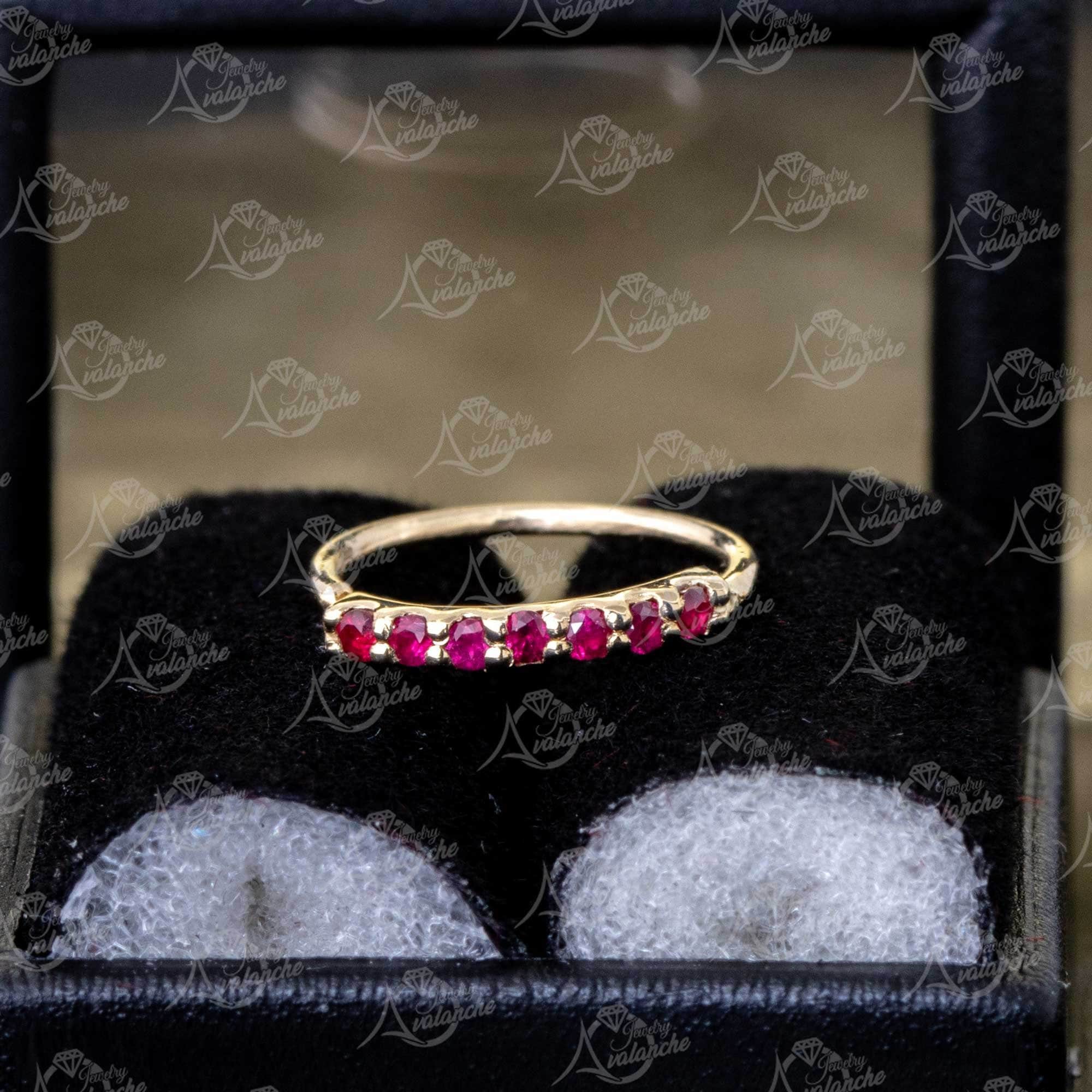 Anello al naso in oro giallo massiccio 14 kt con 6 o 7 pietre di rubino, 20 g, cerchio per il naso, diametro 6 mm-8 mm, cerchio per cartilagine, elica, anello per il trago, pietra portafortuna di luglio