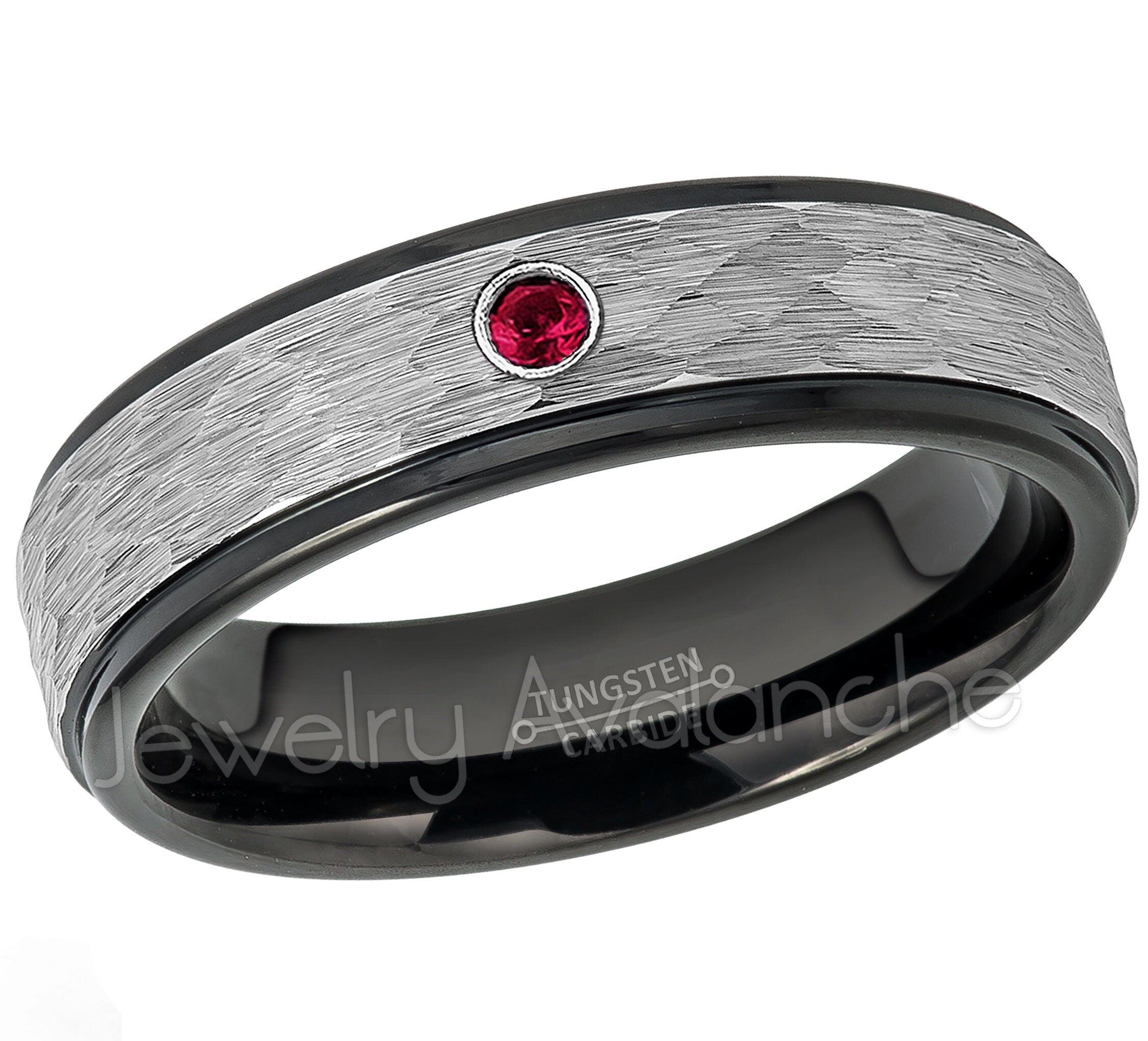 October Birthstone Ring 7MM Comfort Fit Brushed Finish Stepped Edge Tungsten Carbide Wedding Band Jewelry Avalanche 0.07ct Pink Tourmaline Tungsten Ring October Birthstone Ring 7MM Comfort Fit Brushed Finish Stepped Edge Tungsten Carbide Wedding Band Jewelry Avalanche 0.07ct Pink Tourmaline Tungsten Ring