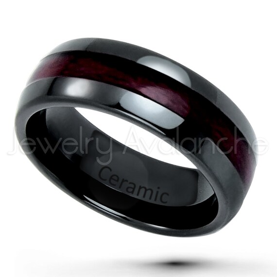 Jude Jewelers 8mm Black White Ceramic Ring Plain Wedding Band