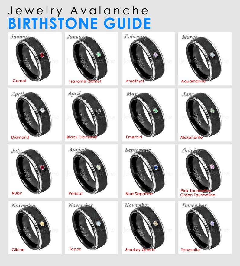 2-Tone Tungsten Ring Brushed Finish Black IP Comfort Fit Tungsten Wedding Ring TN670BS 0.07ct Solitaire Aquamarine Ring March Birthstone