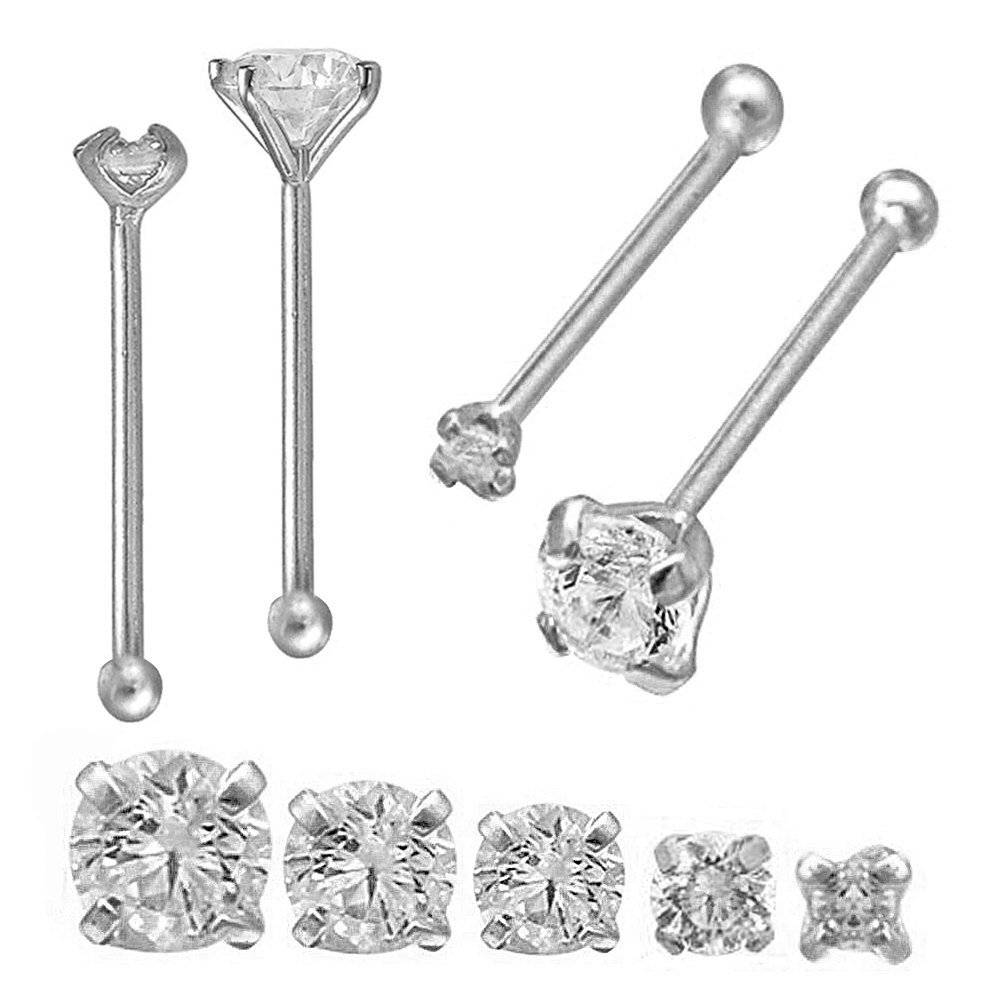 Solid 14K White Gold Ball Nose Stud - Micro Ball Nose Stud - In 22 Gauge 24 Gauge 26 Gauge 28 Gauge - 1mm - 1.4mm Ball - Nose Pin - Foto 2