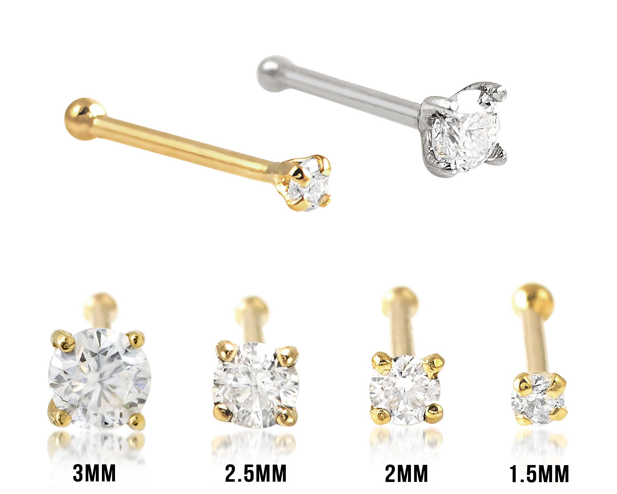 2.5mm Petite Diamond Bezel Nose Ring Stud  Nose ring stud, Diamond nose  ring, Bezel diamond