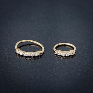 6mm-8mm 0.07ct Moissanite Nose Hoop, Solid 14kt Yellow Gold Nose Ring, 20G Nose Hoop Ring, Nostril Dangle, Cartilage Helix Ring, Tragus Ring