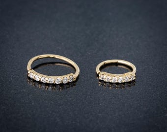 6mm-8mm 0.07ct Moissanite Nose Hoop, Solid 14kt Yellow Gold Nose Ring, 20G Nose Hoop Ring, Nostril Dangle, Cartilage Helix Ring, Tragus Ring