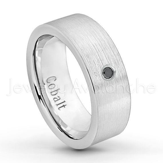 May Birthstone Ring Jewelry Avalanche 8MM Comfort Fit Brushed Black Ion Stepped Edge Mens Cobalt Chrome Wedding Band 0.07ct Emerald Cobalt Ring