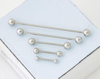 16G Scaffold Barbells Industrial Earrings, Basic Piercing Barbells, 316L Surgical Steel Barbells, Tongue Barbells, Body Jewelry,Sold as pair