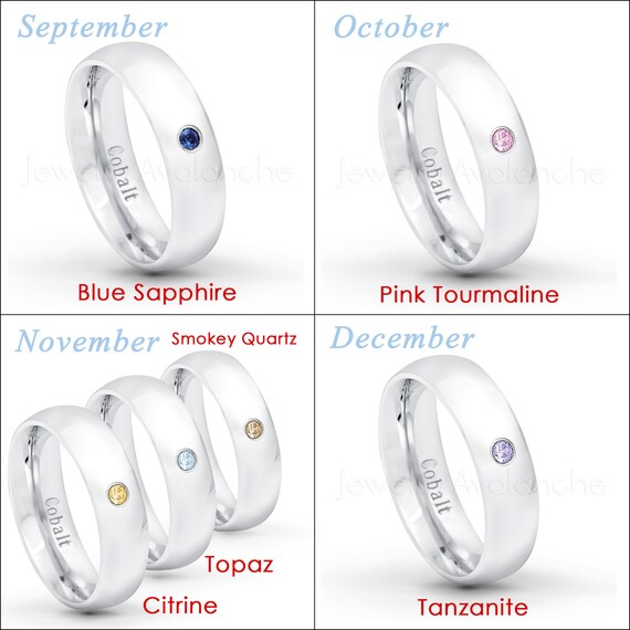 10.5 November Birthstone Ring Jewelry Avalanche 7MM Comfort Fit Polished Dome Cobalt Chrome Wedding Band 0.07ct Citrine Cobalt Ring