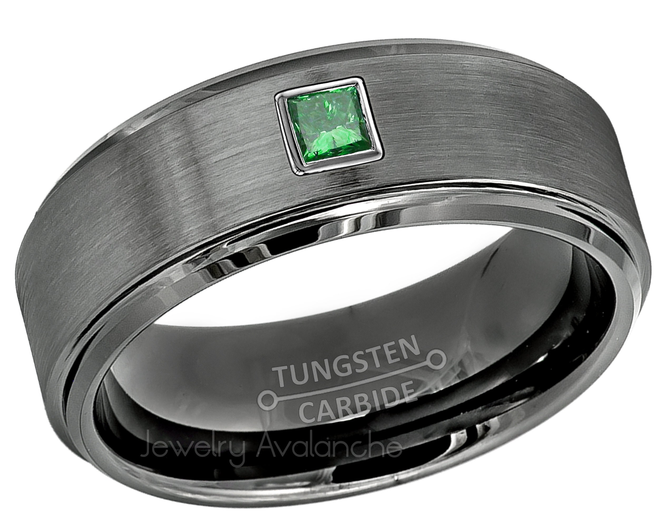 6MM Brushed Finish Comfort Fit Classic Dome White Wedding Band 5 May Birthstone Ring 0.21ctw Emerald 3-Stone Titanium Ring 6MM Brushed Finish Comfort Fit Classic Dome White Wedding Band 5 May Birthstone Ring 0.21ctw Emerald 3-Stone Titanium Ring