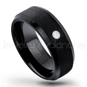 0.21ctw Blue Sapphire 3-Stone Tungsten Ring Brushed Finish Blue IP Comfort Fit 2-Tone Tungsten Wedding Ring TN744BS September Birthstone