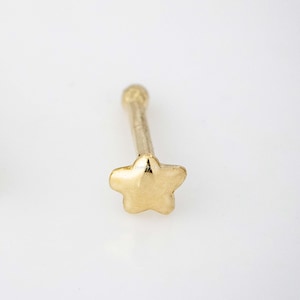 Solid 14kt Yellow Gold Star Nose Bone Stud, 22G Ball End Nose Stud, Star Nose Ring, Star Nose Pin, Unisex Nose Piercing Jewelry Unisex